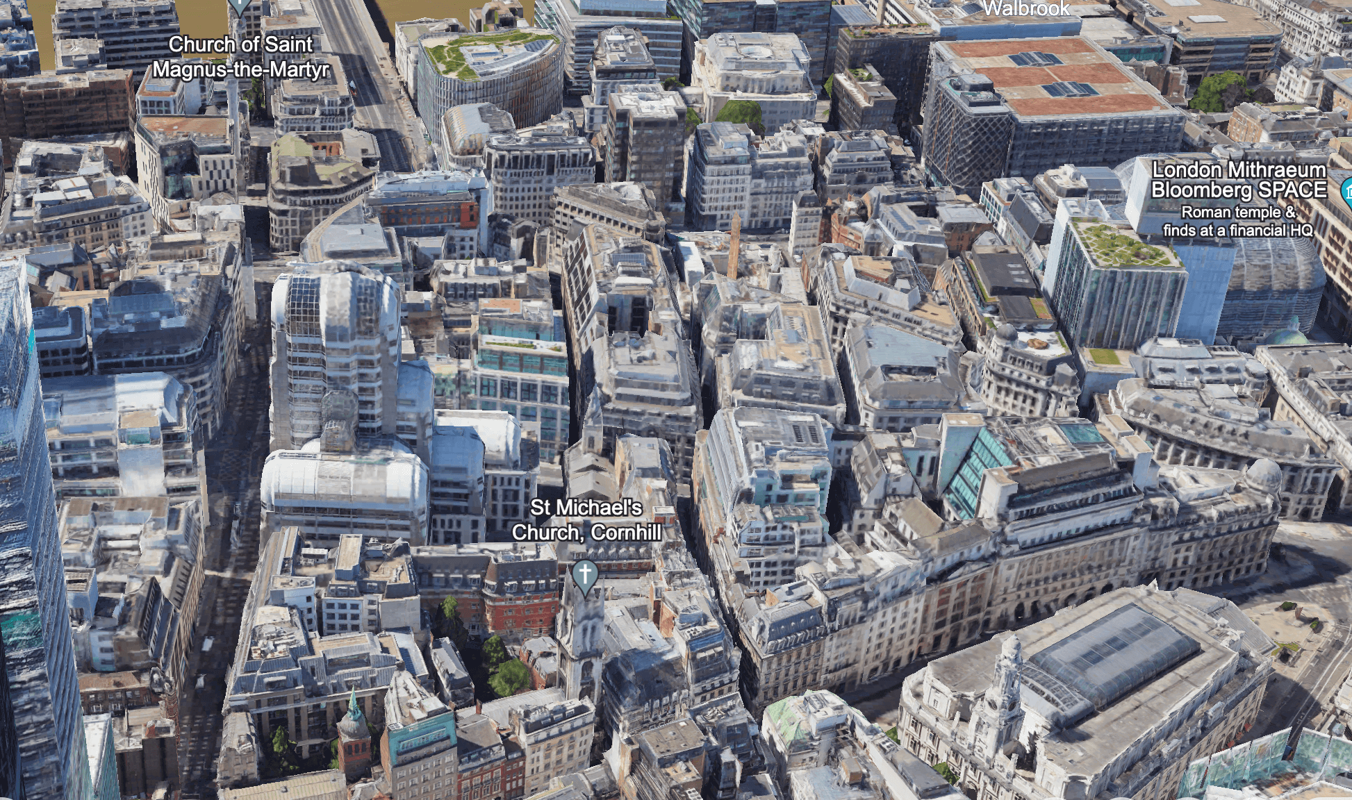 Google Earth image of City of London